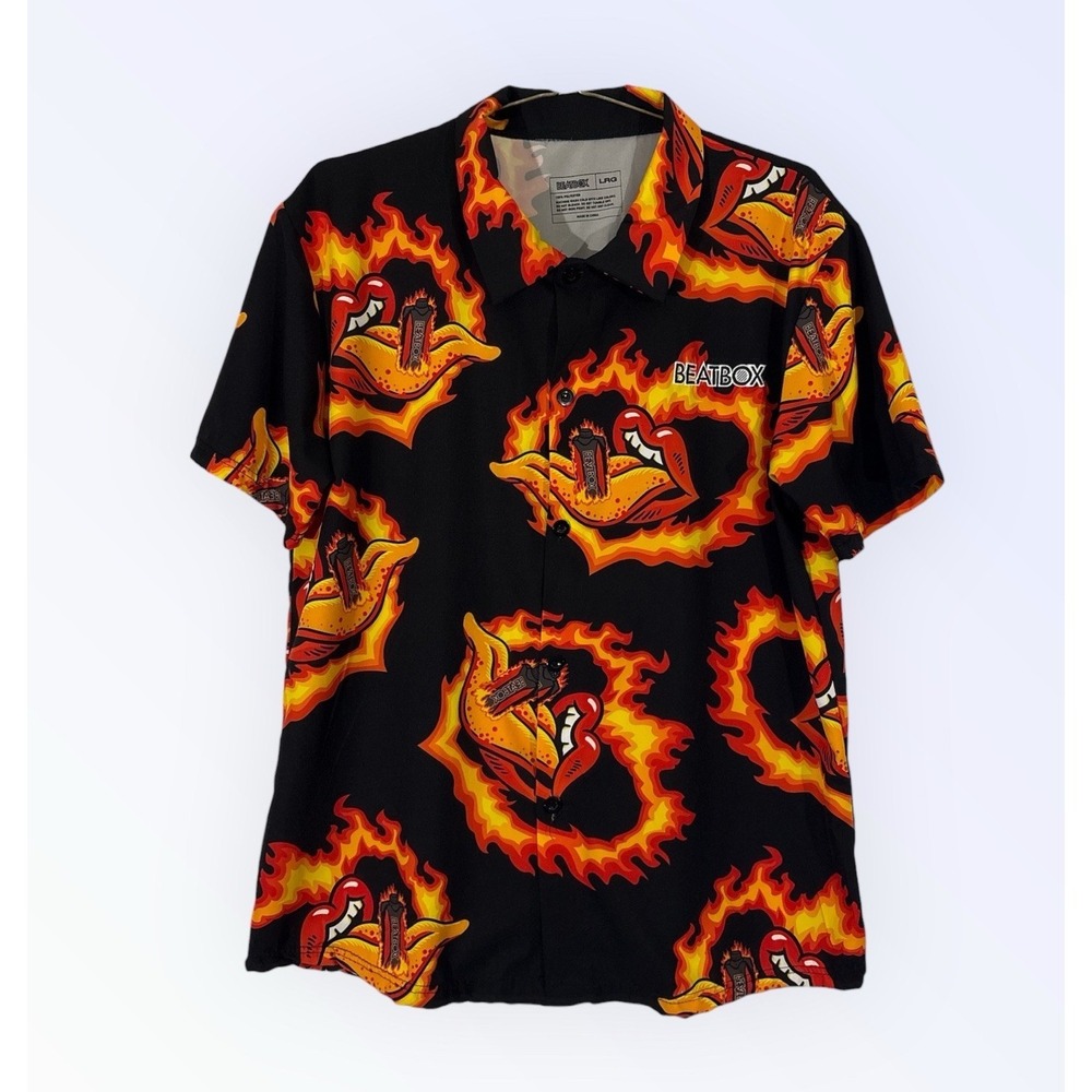 BeatBox Hot Cinnamon Button‎ Shirt Size LARGE MULTICOLORED